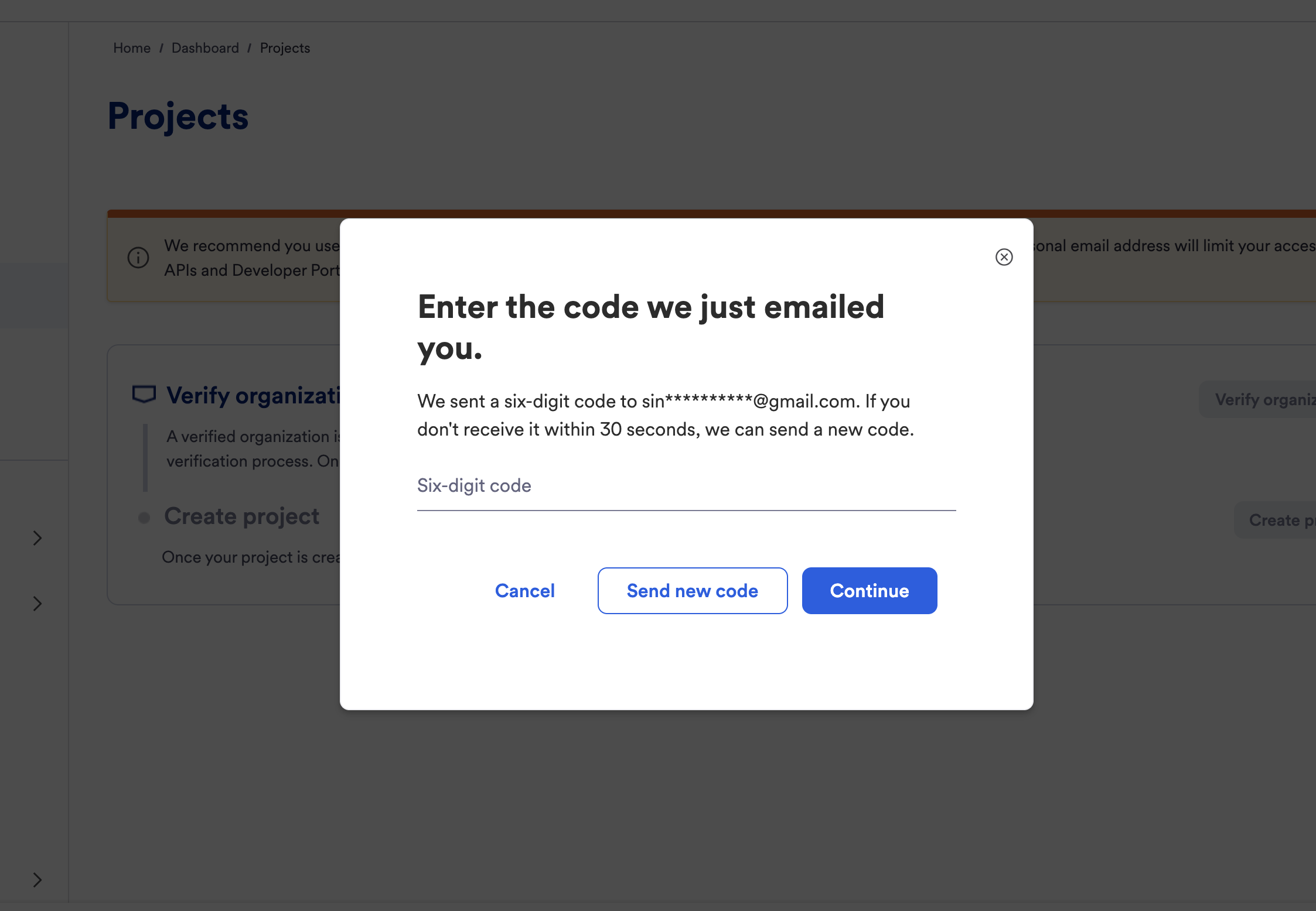 Enter Email Code Modal